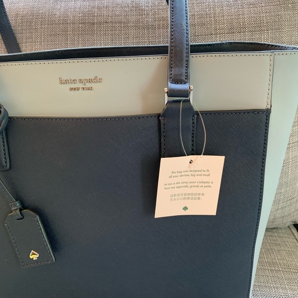 LAPTOP TOTE KATE SPADE CAMERON NCHTCP BLUE LEATHER - Picture 7 of 13
